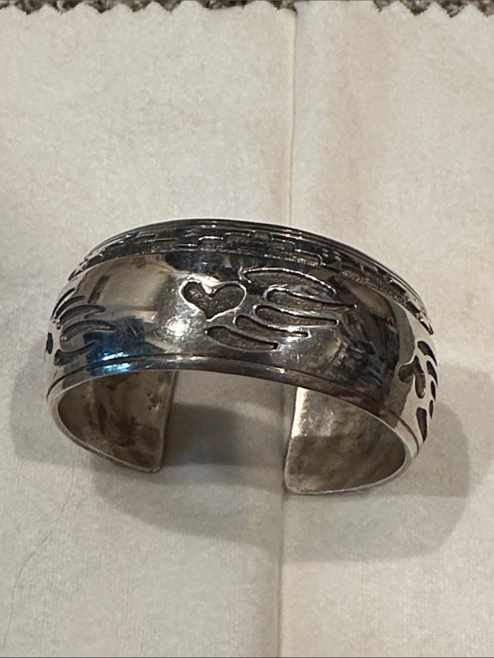 Vintage Sterling Silver Cuff Bracelet - Silver